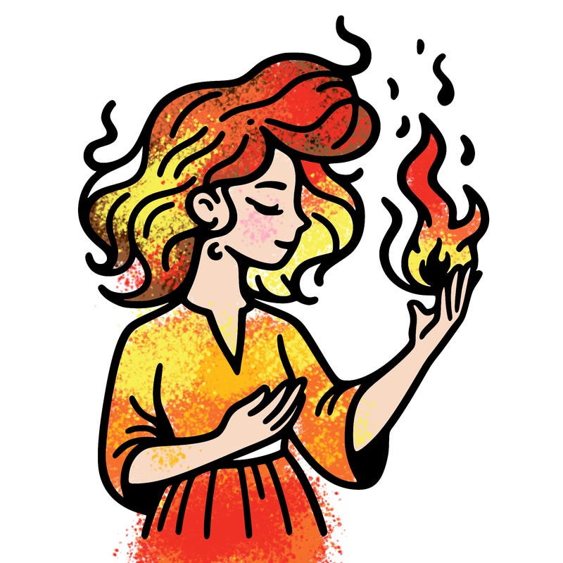 woman with fire