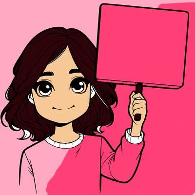 realistic girl holding up a sign