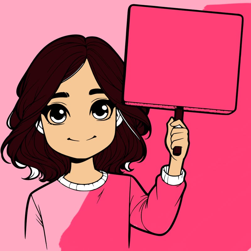 realistic girl holding up a sign