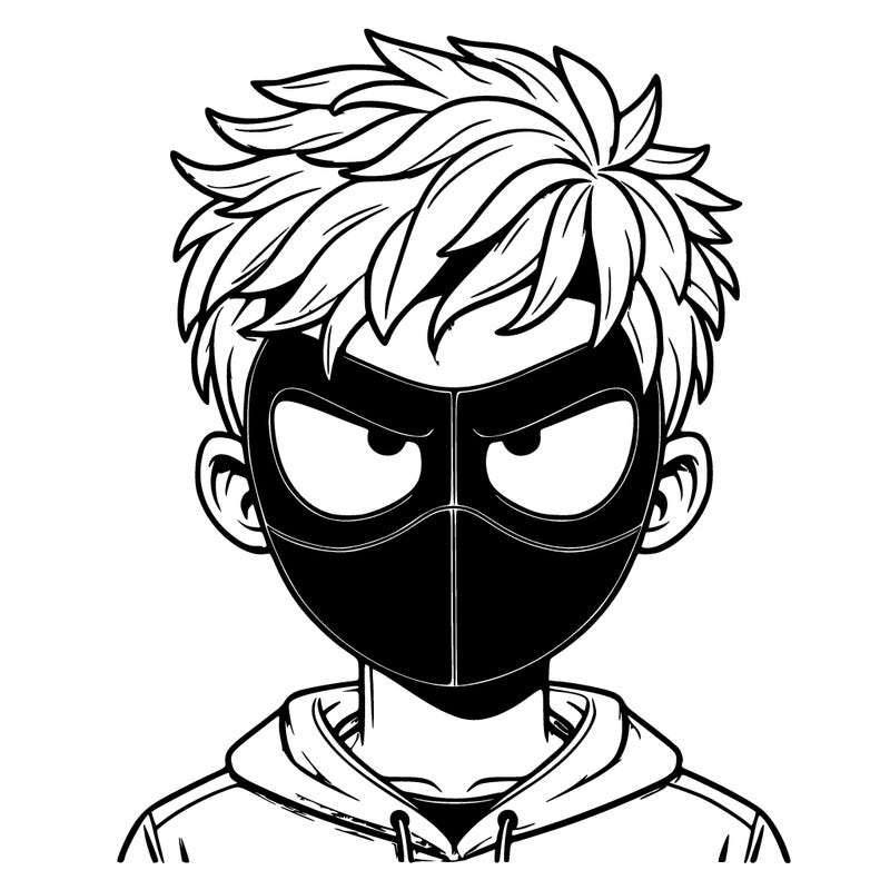 guy with white hair and black mask