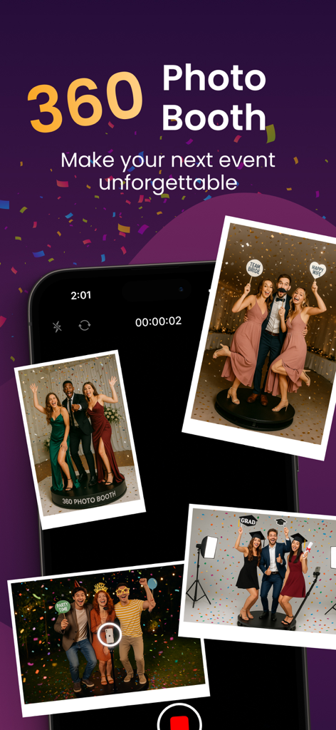 BoothLab: Photo & Video Booth - BoothLab mobile app interface for professional 360 photo booth event recording