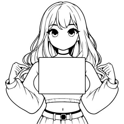 girl holding a blank sign in a long sleeve crop top