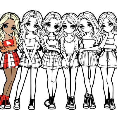 a group of girls realistic