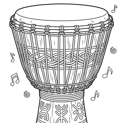 Immerse yourself in the vibrant world of West African music with this captivating Djembe drum coloring page. This detailed design invites you to explore its unique patterns and bring its rhythm to life with your favorite colors.
