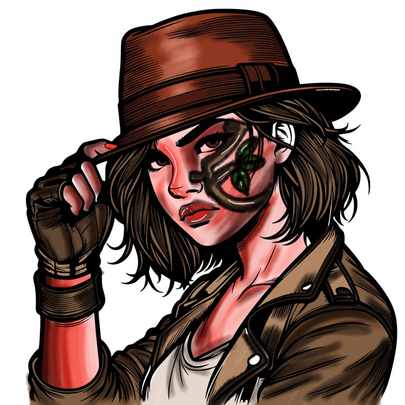 realistic tough girl with hat
