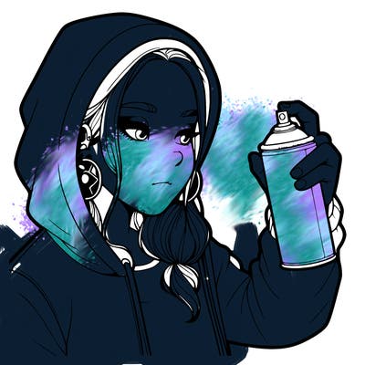 a realistic girl, spray painting