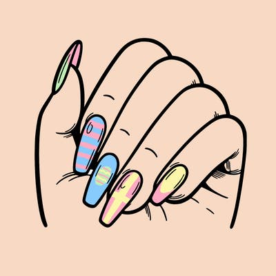 blank nails with blank hand