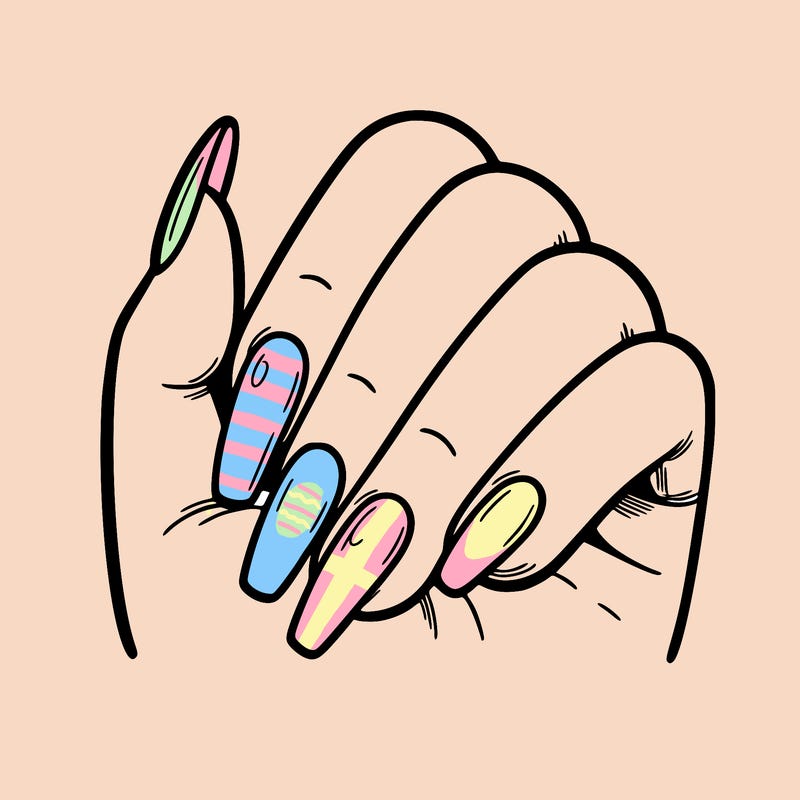 blank nails with blank hand