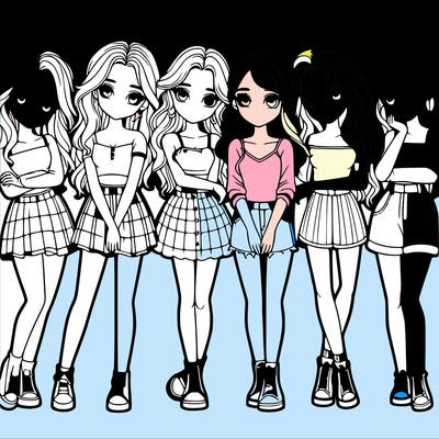 a group of girls realistic