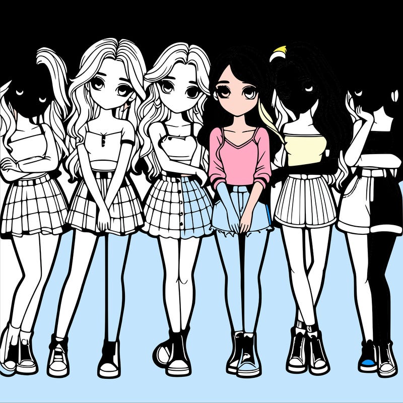 a group of girls realistic