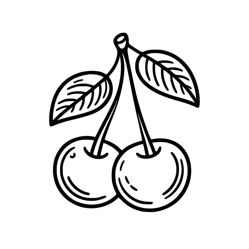 cherry, line art simple