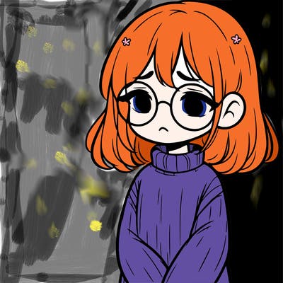 sad girl with glasses in a sweater