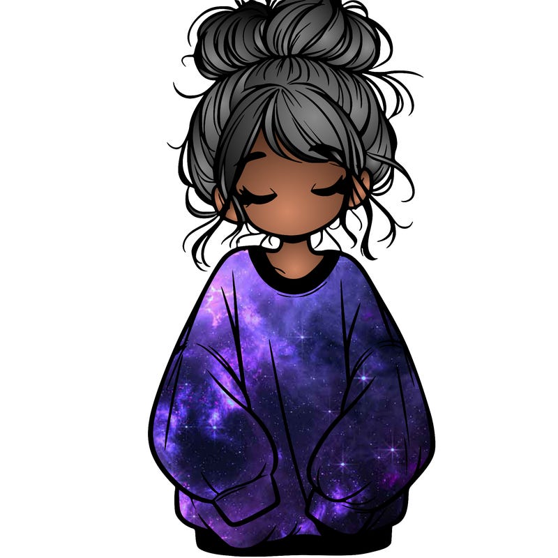 girl with baggy sweatshirt and messy bun