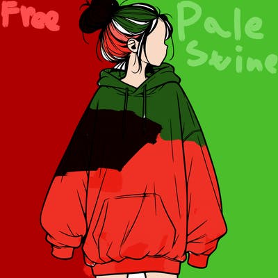 realistic girl with a oversized sweatshirt on and a bun