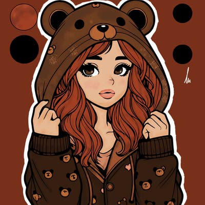 realistic girl in a animal pjs hoodie