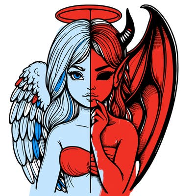 realistic angel half demon