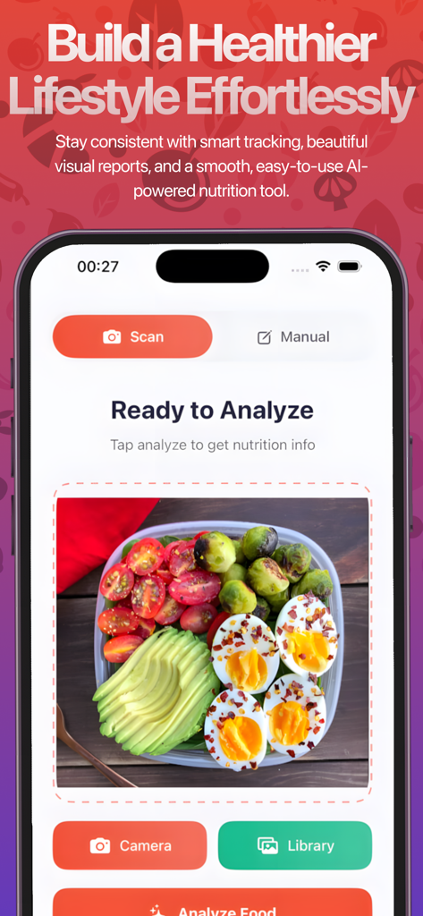 LensNutri : AI Calorie Counter - LensNutri mobile app screen for scanning food with AI to track calories and nutrition