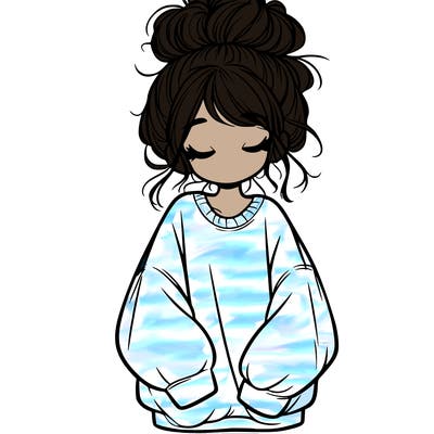 girl with baggy sweatshirt and messy bun