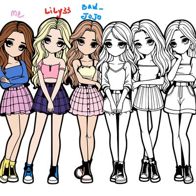 a group of girls realistic
