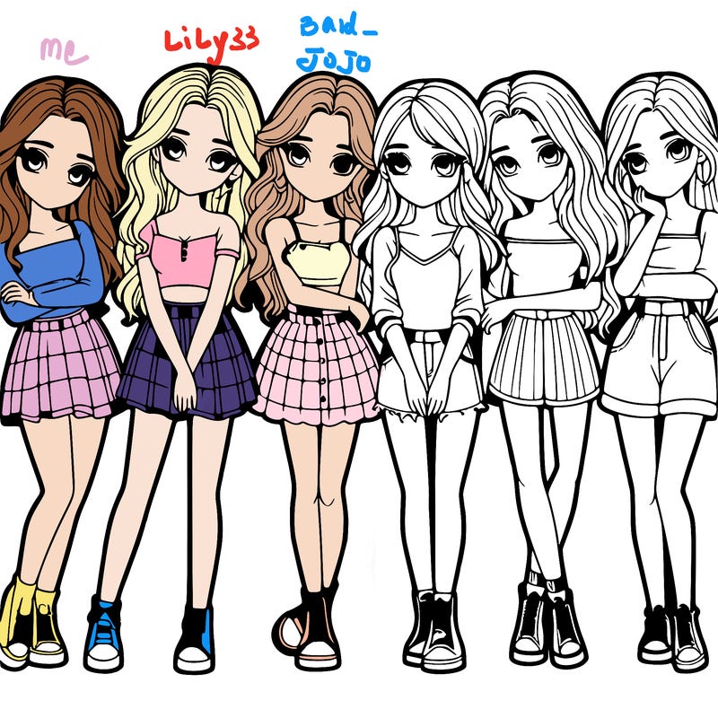 a group of girls realistic