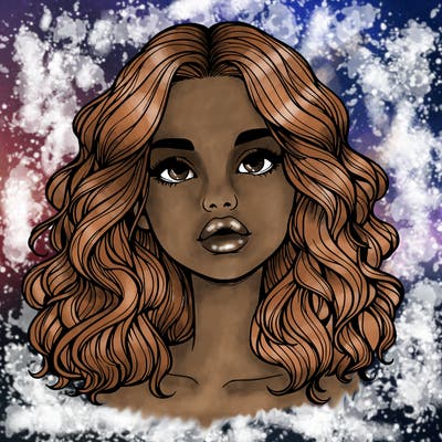 realistic girl with wavy hair and lips