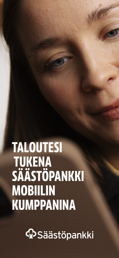A woman using the Saastopankki Tunnistus mobile authentication app