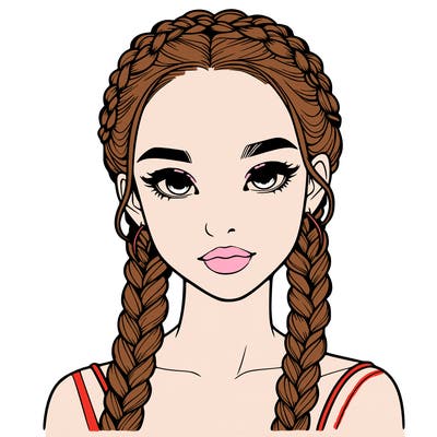 realistic girl with braids