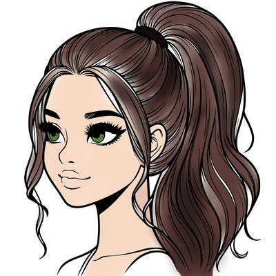 realistic girl with a high ponytail