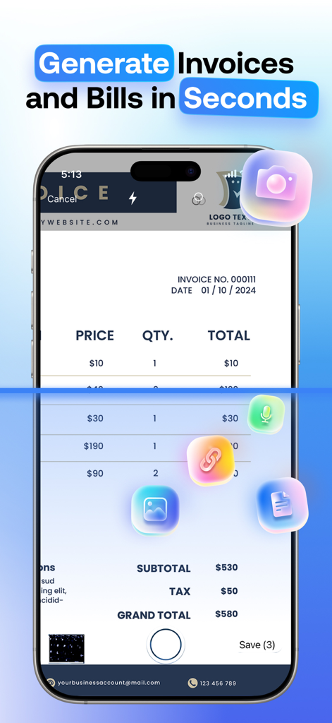紙の請求書をスキャンしてデジタルPDFに変換するためにPDFeroアプリを使用しているスマートフォンの画面。