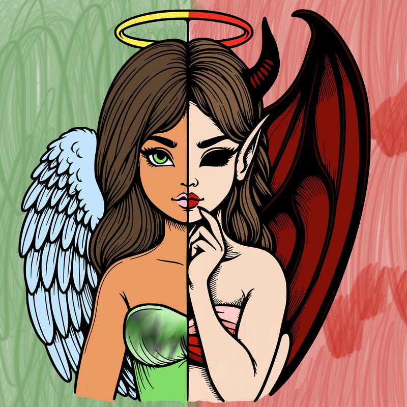 realistic angel half demon