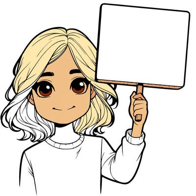 realistic girl holding up a sign