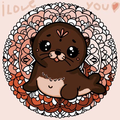 a cute baby seal mandala
