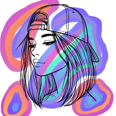 realistic  girl with a backwards hat