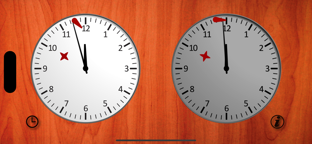 ChessClock - Dual analog chess clock interface with a skeuomorphic wooden background
