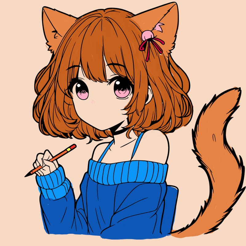 girl with cat ears and tail realistic