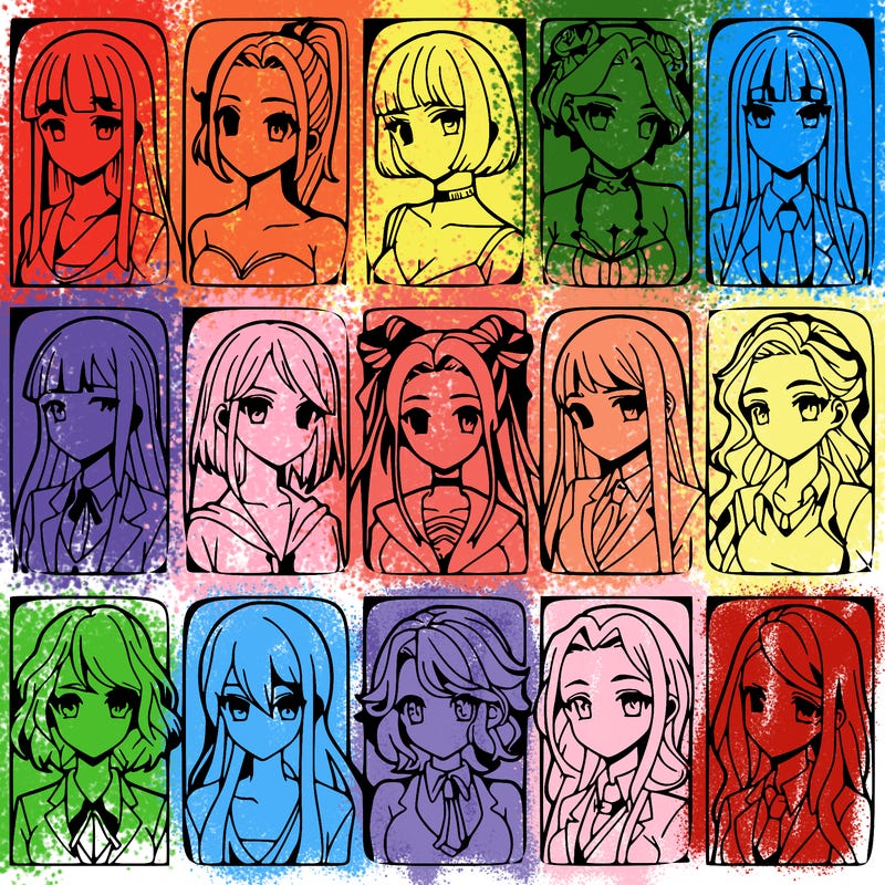 girls that look diffrent anime