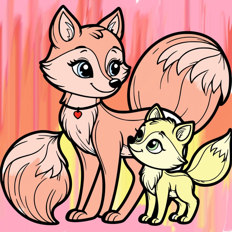 mother and daughter fox