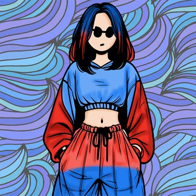 realistic girl faceless with baggy pants and a crop top