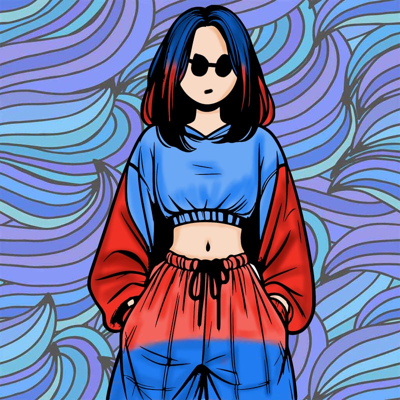 realistic girl faceless with baggy pants and a crop top