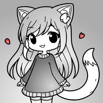 girl with cat ears and tail