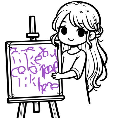 girl holding empty canvas