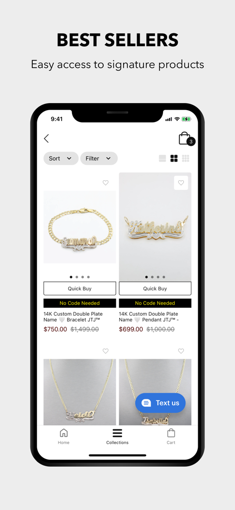 Javierthejewelernyc - Javierthejewelernyc mobile app best sellers page featuring custom gold nameplate jewelry