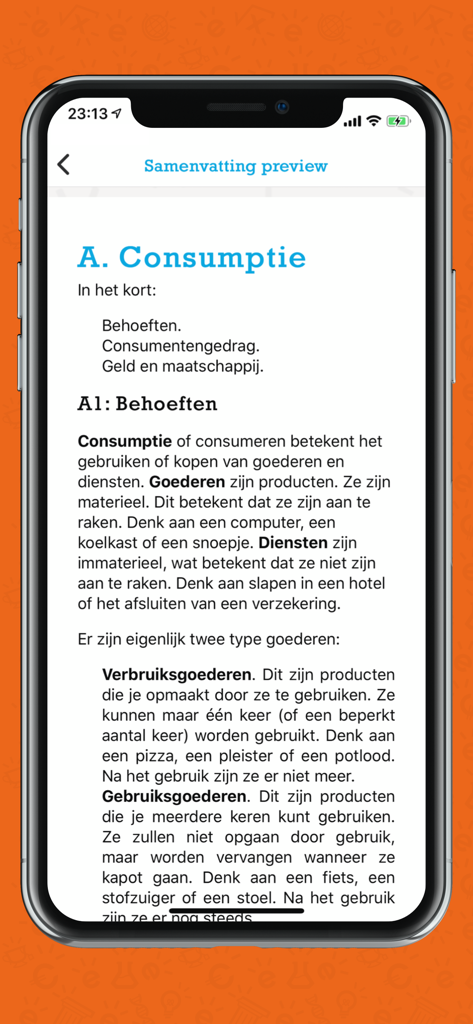 Examenoverzicht - Examenoverzicht app summary preview of an economics topic in Dutch
