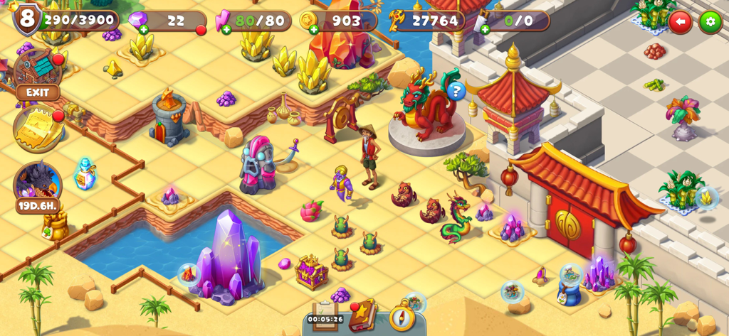 Mergest Kingdom: merge puzzle - A colorful fantasy kingdom in Mergest Kingdom with dragons and magical resources on a merge grid