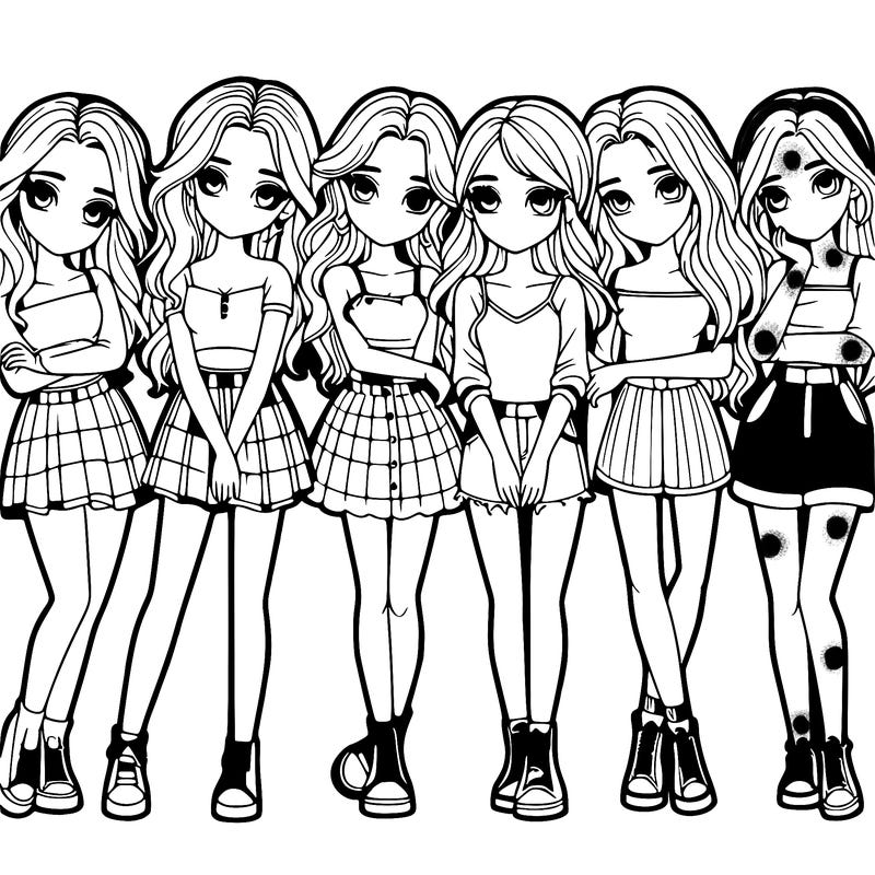 a group of girls realistic