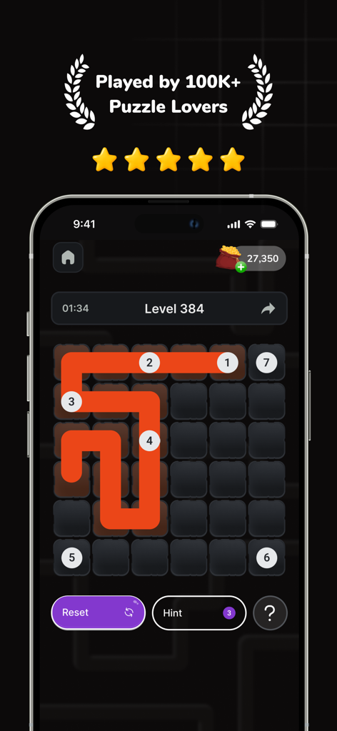 Zip Zap Puzzle: Logic Game - Gameplay screenshot of Zip Zap Puzzle showing a number link logic level on a dark grid.