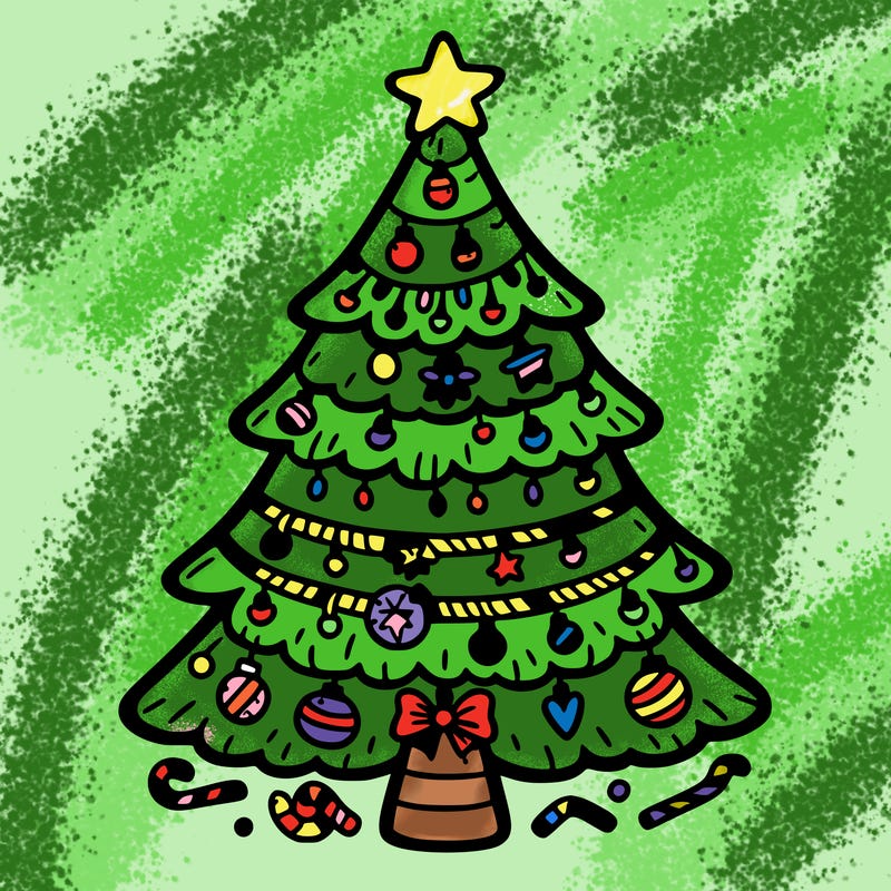 christmas tree with lots of details