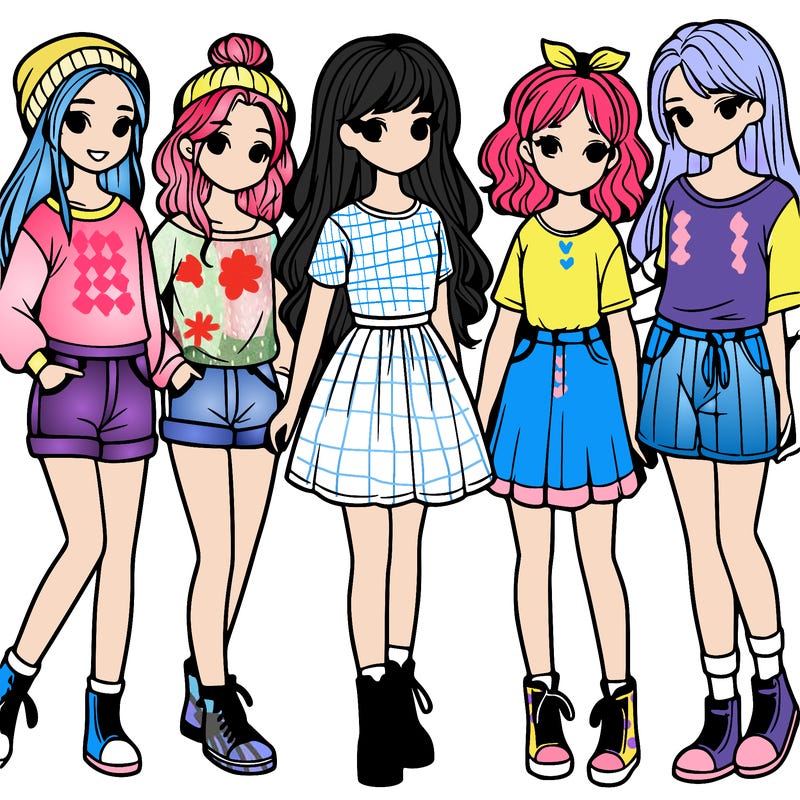 a group of five girls