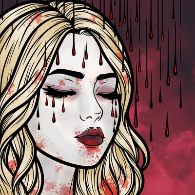 rain going over realistic woman’s face