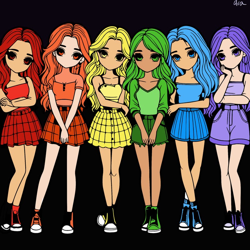 a group of girls realistic